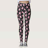 Pink Poodles und Bows Muster Schwarz Leggings (Vorderseite)