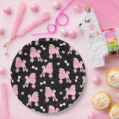 Pink Poodles und Bows Muster Schwarz Pappteller (Party)