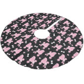 Pink Poodles und Bows Muster Schwarz Polyester Weihnachtsbaumdecke (Schrägansicht)