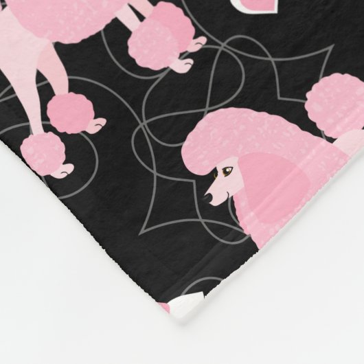 Pink Poodles und Bows Pattern Fleecedecke (Ecke)