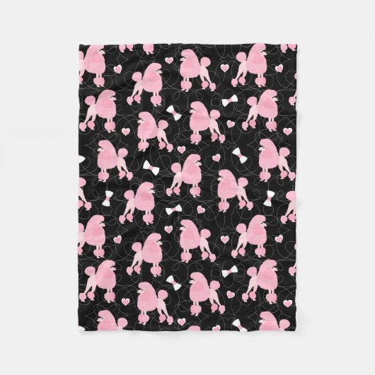 Pink Poodles und Bows Pattern Fleecedecke (Vorderseite)