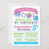 Pink Pool Geburtstag Sommerpause Einladung (Vorderseite)