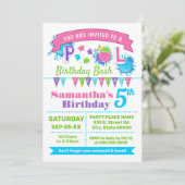 Pink Pool Geburtstag Sommerpause Einladung (Stehend Vorderseite)