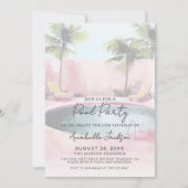 Pink Pool Party 16. Geburtstag Einladung (Vorderseite)