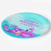 Pink Pool Party Geburtstag Pappteller (Schrägansicht)