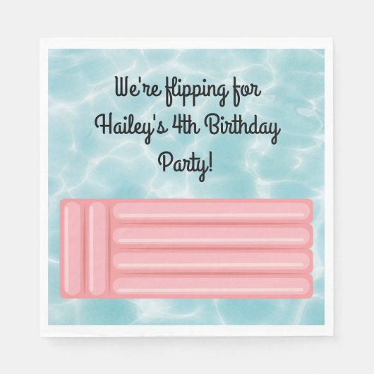 Pink Pool Party Personalisiert Napkins Serviette (Vorderseite)