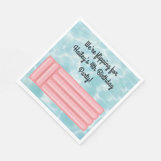Pink Pool Party Personalisiert Napkins Serviette (Ecke)