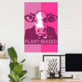 Pink Pop Art Cow Poster - Pflanze-voreingestellt (Heimbüro)