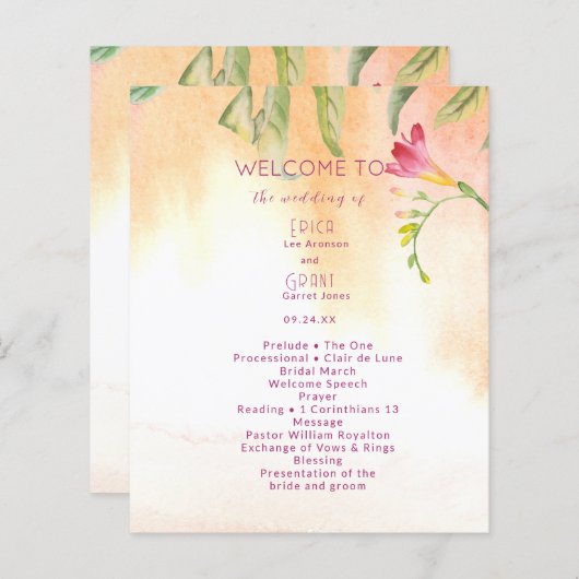 Pink Pop Freesia Peach Wedding Budget (Vorne/Hinten)