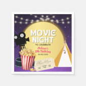 Pink Popcorn Movie Night Birthday Party  Serviette (Vorderseite)