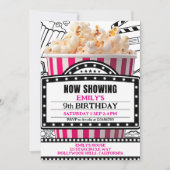 Pink Popcorn Movie Night Party Invitation Einladung (Vorderseite)