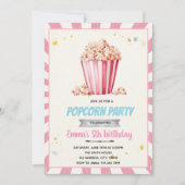 Pink Popcorn-Party Einladung (Vorderseite)