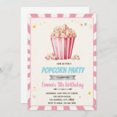 Pink Popcorn-Party Einladung (Vorne/Hinten)