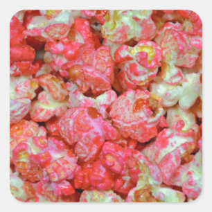 Pink Popcorn Quadratischer Aufkleber
