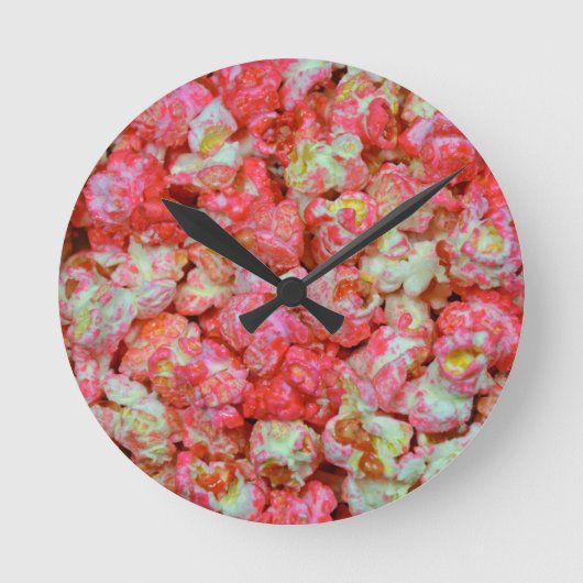 Pink popcorn runde wanduhr (Vorderseite)