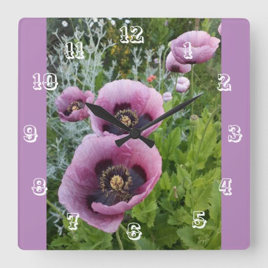 Pink Poppe Blume Kinder Zimmer Uhr (Vorderseite)