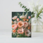Pink Poppies and Snapdragon Blooms Postkarte (Stehend Vorderseite)