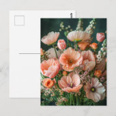 Pink Poppies and Snapdragon Blooms Postkarte (Vorne/Hinten)