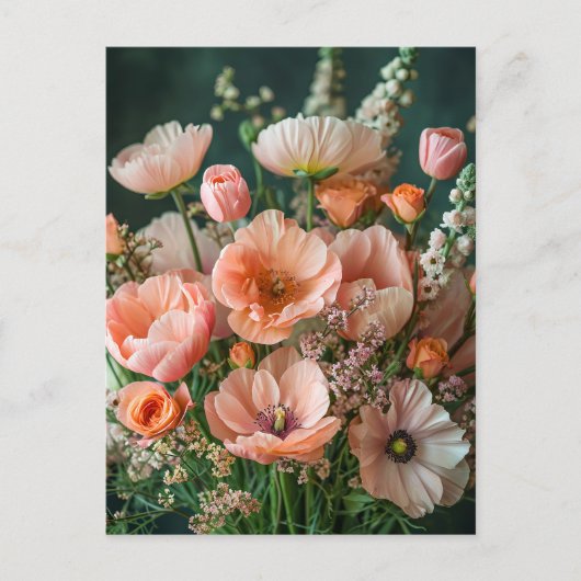 Pink Poppies and Snapdragon Blooms Postkarte (Vorderseite)