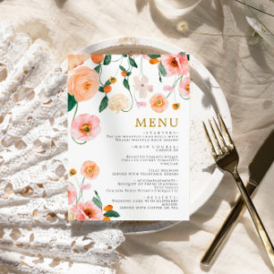 Pink Poppies Blume Hochzeitmenü Menükarte