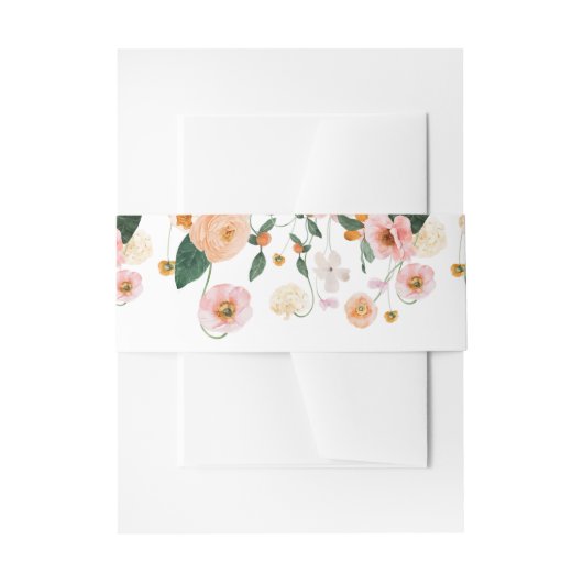 Pink Poppies Blume Rustikale Hochzeit Einladungsbanderole (Vorderseite Beispiel)