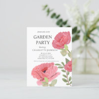 Pink Poppies Blumengarten Party Einladung
