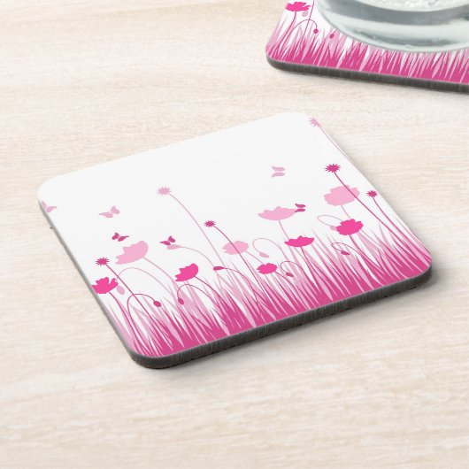 Pink Poppies Cork Coaster Untersetzer (Linke Seite)
