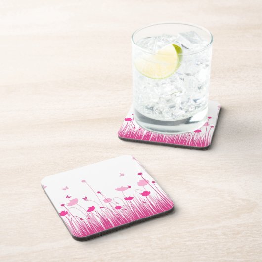 Pink Poppies Cork Coaster Untersetzer (Rechte Seite)