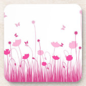 Pink Poppies Cork Coaster Untersetzer (Vorderseite)