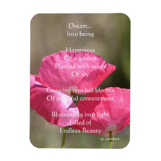 Pink Poppies Dream Gedicht   Magnet (Vertikal)