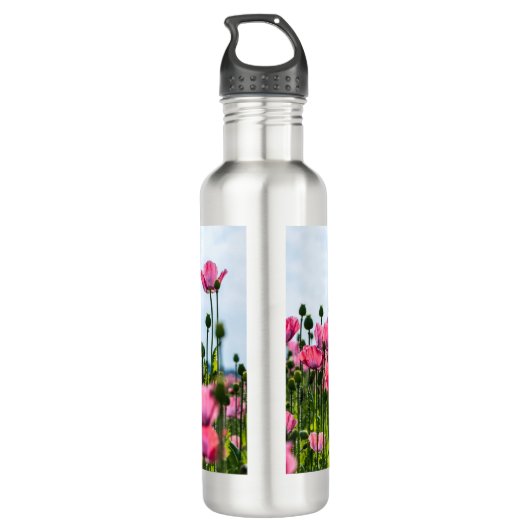Pink Poppies Edelstahlflasche (Rückseite)