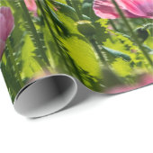Pink Poppies Geschenkpapier (Rolleneckpunkt)