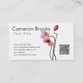 Pink Poppies & Initials Visitenkarte (Rückseite)