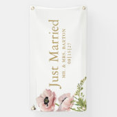 Pink Poppies Just Married Car Banner (Vertikal)