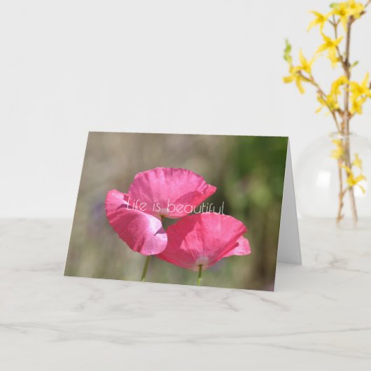 Pink Poppies Karte (Gelbe Blume)