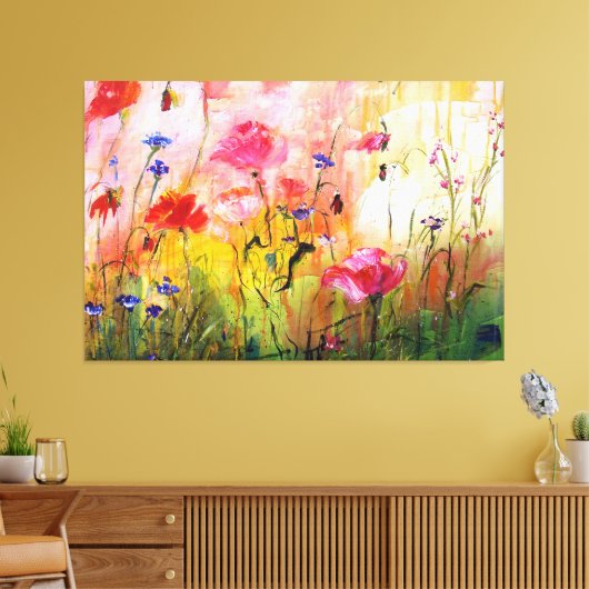 Pink Poppies Wildblume Zeichnen Leinwand (Insitu (Wohnzimmer))