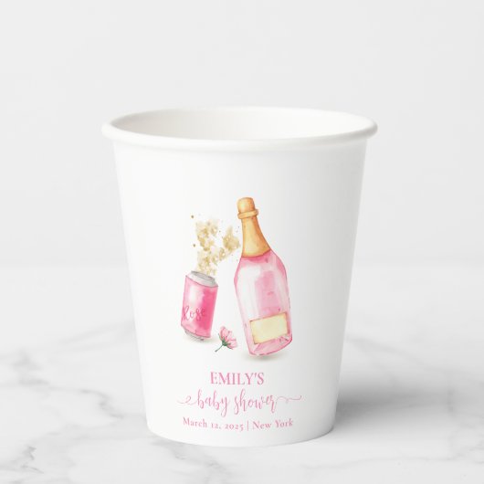 Pink Poppin Champagne Beer Girl Baby Dusche Pappbecher (Vorderseite)