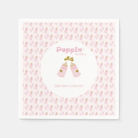 Pink Poppin Flaschen Girl Baby Dusche Serviette (Vorderseite)