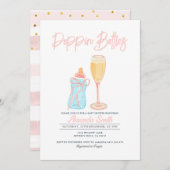 Pink Poppin Flaschen Invite Girl Baby Dusche Einladung (Vorne/Hinten)