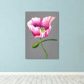 Pink Poppy Aquarell Blume hübsche Kunst Leinwanddruck (Insitu (Holzboden))