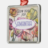 Pink Poppy Aquarellfarben Kinder Name Dekoration (Links)