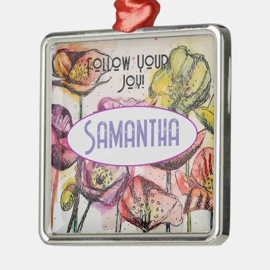 Pink Poppy Aquarellfarben Kinder Name Dekoration (Links)