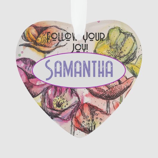 Pink Poppy Aquarellfarben Kinder Name Dekoration (Vorderseite)