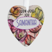 Pink Poppy Aquarellfarben Kinder Name Dekoration (Vorderseite)