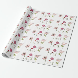 Pink Poppy Blume Blumenmuster in Weiß Geschenkpapier
