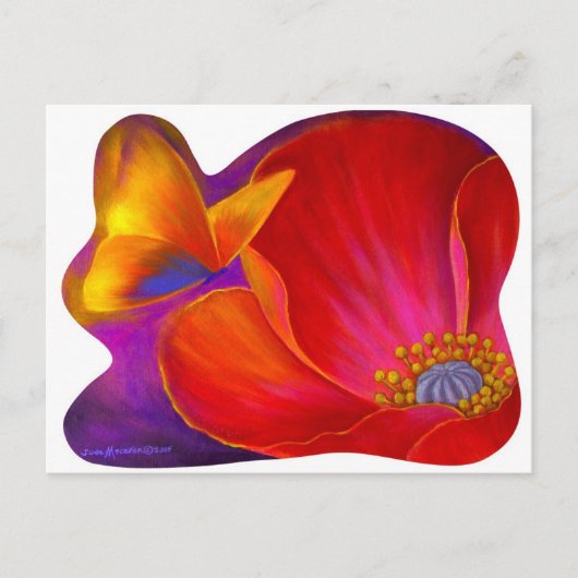 Pink Poppy Blume Butterfly - Multi Postkarte (Vorderseite)
