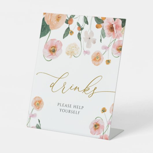 Pink Poppy Blume Duschgetränke Unterschrift Sockelschild (Vorderseite)