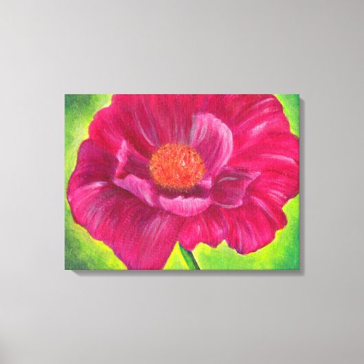 Pink Poppy Blume Schließen Akryllische Malerei Leinwanddruck (Vorderseite)