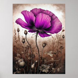 Pink Poppy Blume Wildblumen Blossom Schöne Poster