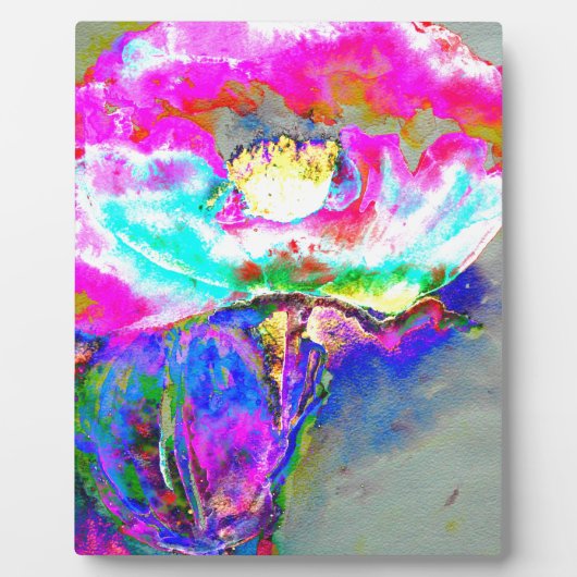 Pink Poppy, Blumenbemalung in Aquarellen Fotoplatte (Vorderseite)